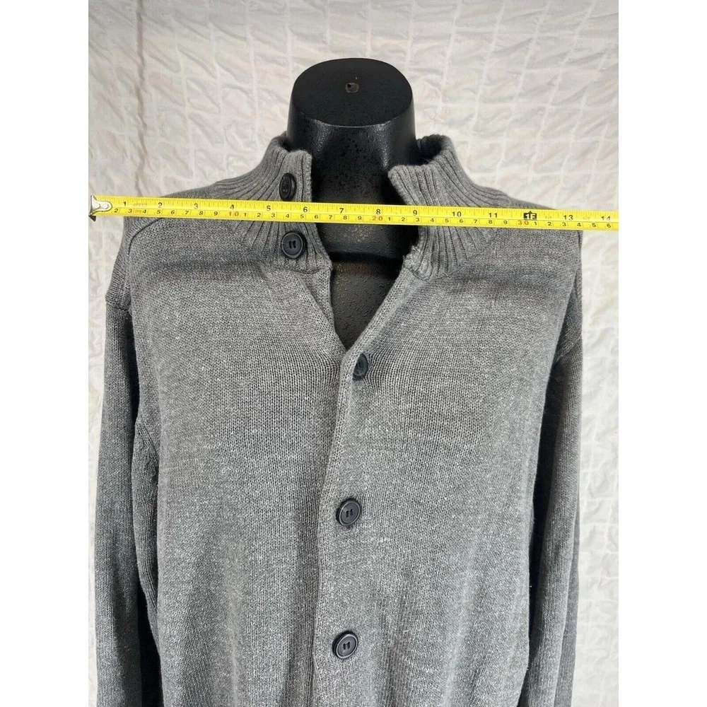 Oscar De La Renta Cardigan Sweater Mens Size XL Gray Stylish Knit Button Front C